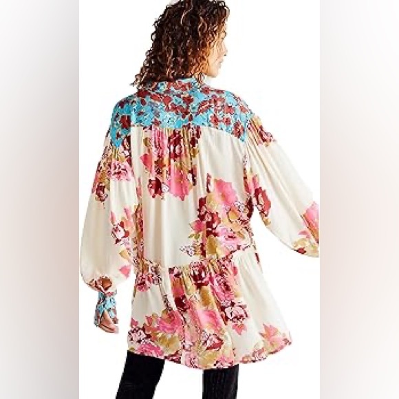 Free People Brunch A Bunch Boho Tunic Shirt L - Picture 4 of 11